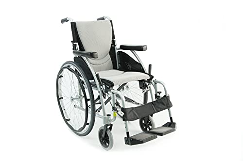 Karman K-115 25 lbs Ultra Light Ergonomic Wheelchair with Removable Footrest Silver Color