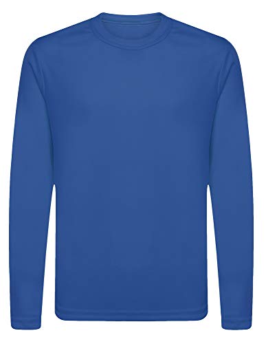 OPNA Youth Athletic Performance Long Sleeve Shirts for Boy s or Girl s Moisture Wicking Royal Medium