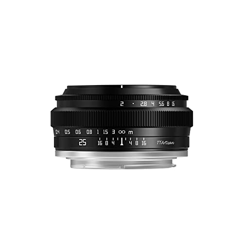 TTArtisan 25mm F2 Wide-Angle APS-C Camera Lens Large Aperture Manual Fixed Camera Lens Compatible with Olympus and Panasonic MFT M4/3 Mount Cameras