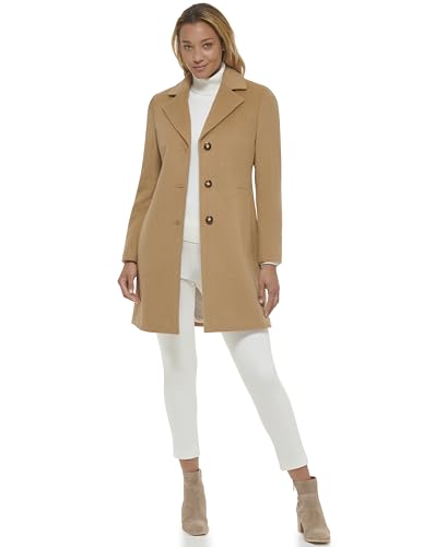 Calvin Klein Women's Cashmere Wool Blend Coat, Camel Classic, 12