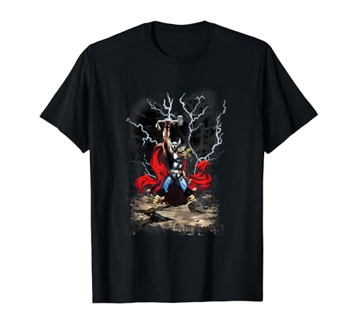 Marvel Comics Retro Classic Thor Lightning God Portrait T-Shirt