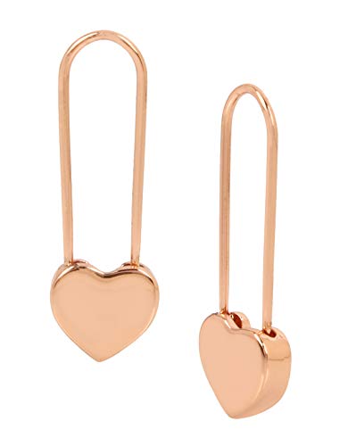 Betsey Johnson Rose Gold Heart Safety Pin Earrings