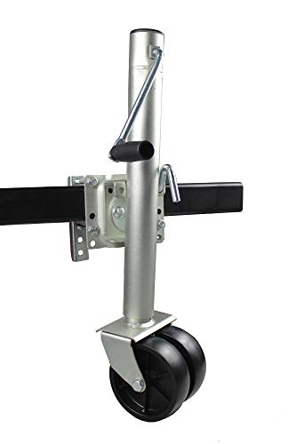 MaxxHaul 70149 Trailer Jack with Dual Wheels - 26-1/2' to 38' Lift Swing Back - 1500 lbs. Capacity ,Zinc, Grey