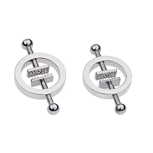 Nipple Clip Clamps Circular Stainless Steel Clamp, Adjustable Weight Metal Nipple Clamps for Men Women, Non-Piercing Metal Stimulator Nipple Clips Adult Toys (A)