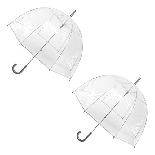totes Adult and Kids Clear Bubble Umbrella with Dome Canopy, Lightweight Design, Wind and Rain Protection, Clear - 2pk, Adult - 51'
