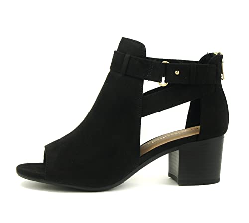 CITYCLASSIFIED City Classified Invest Women's Cutout Side Strap Mid Black Chunky Heel Fashion Ankle Bootie (BLACK, us_footwear_size_system, adult, women, numeric, medium, numeric_9)