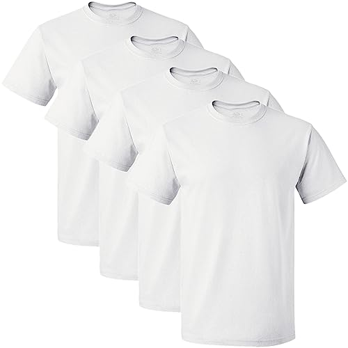 Fruit of the Loom Mens Sf45r Undershirt, Regular - Crew - 4 Pack White, Medium US