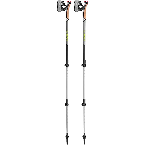 LEKI Traveller Alu Aluminum Adjustable Lightweight Trekking Poles for Hiking & Nordic Walking - Anthracite-Gray-Red - 90-130 cm