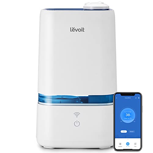 LEVOIT 4L Smart Cool Mist Humidifier for Home Bedroom with Essential Oils, Customize Humidity for Baby & Plants, APP & Voice Control, Schedule, Timer, Last up to 40Hrs, Whisper Quiet, Handle Design