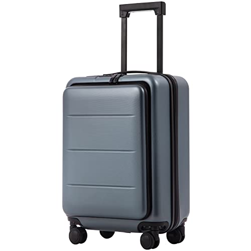 Coolife Luggage Suitcase Piece Carry On ABS+PC Spinner Trolley with pocket Compartmnet(Night navy, 20in(carry on))