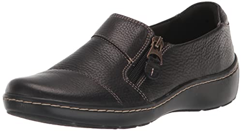 Clarks womens Cora Harbor Loafer, Black Leather, 8.5 US