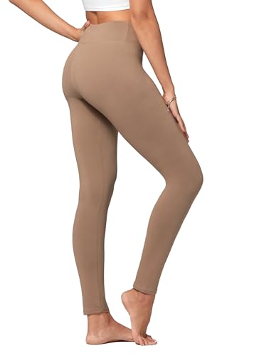 Conceited Mocha Premium Ultra Soft High Waisted Leggings for Women - 3' Wide Band - One Size - SOL01R-3-Mocha