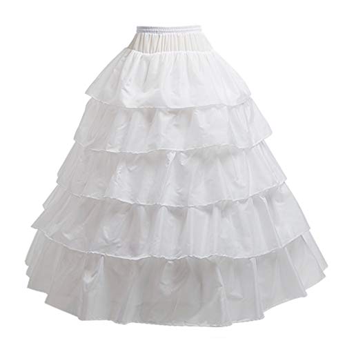 BIBOSS womens Hoop Ball Petticoat Slip Crinoline Under Half Slips Skirt Gown, 4 Hoop Skirt-white, Large