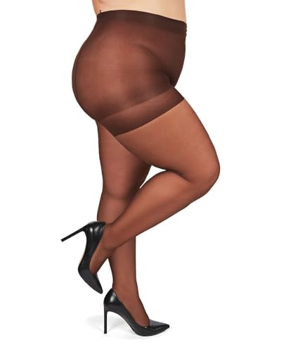 MeMoi All Day Plus Size Curvy Sheer Control Top Pantyhose French Coffee Queen Petite