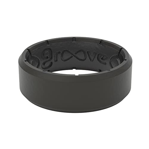 Groove Life Edge Black/Black Silicone Ring - Breathable Rubber Wedding Rings for Men, Lifetime Coverage, Unique Design, Comfort Fit Ring - Size 10