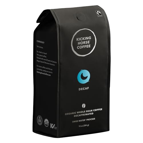 Kicking Horse Coffee, Decaf, Swiss Water Process, Dark Roast, Whole Bean, 10 Oz - Certified Organic, Fairtrade, Kosher Coffee