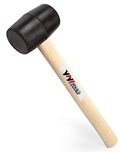 YIYITOOLS YY-2-005 Rubber Mallet Hammer With Wood Handle–8-oz, black