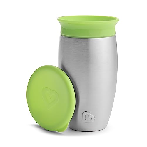 Munchkin Miracle 360 Toddler Sippy Cup, Spill Proof, 10 Ounce, Stainless Steel, Green