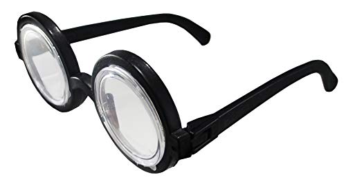 Hitele Round Bubble Thick Scratchy Lensed Nerd Eye Glasses Fake Plastic Costume Prop (ferrous)