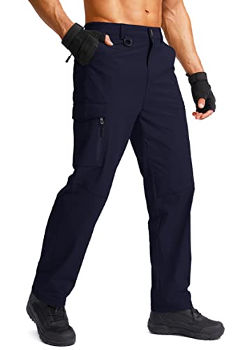 G Gradual Men's Hiking Cargo Pants Water Resistant Quick Dry Lightweight Outdoor Tactical Pants for Men with Multi Pocket (Navy, XXL)