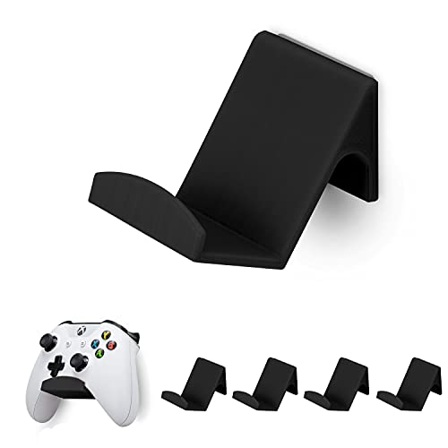 BRAINWAVZ Game Controller Holder Wall Mount Stand (4 Pack) For XBOX, PS5, SERIES X, ONE, PS4, PS3, SWITCH, NINTENDO, PC & MORE, Fits Latest & Retro Gamepads, Stick On, Easy To Install, UGC1