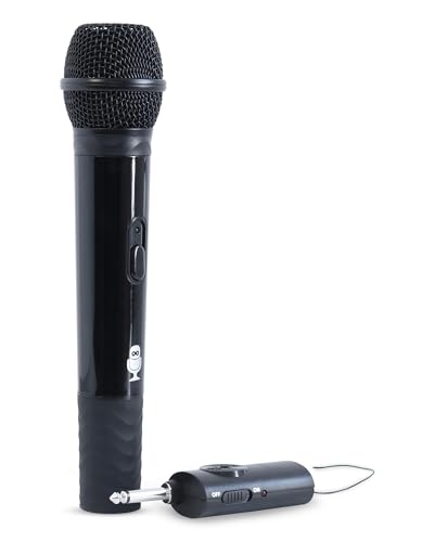 Singing Machine Portable Wireless Microphone (Black) - Premium Unidirectional Wireless Mic for Singing, Speeches & Events - Cordless Mic Compatible with Karaoke Machines, Computers, PA Systems & More