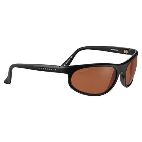 Serengeti Summit Drivers Wrap Around Sunglasses for Men - Lightweight and Comfortable Matte Black Men’s Sunglasses With Mineral Glass Lenses and Photochromic UV Protection