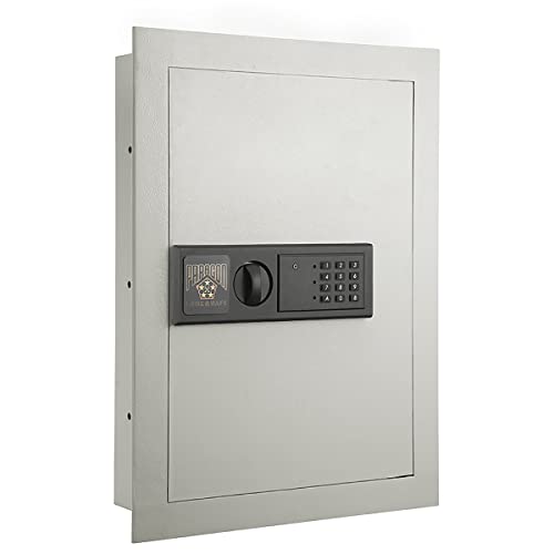 In-Wall Safe - Home or Business Safe with LED Keypad and 2 Manual Override Keys - Protects Cash, Jewelry, Passports, and More by Paragon Safes (Cream)