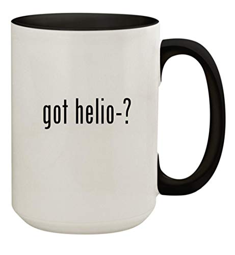 Knick Knack Gifts got helio-? - 15oz Ceramic Colored Inside & Handle Coffee Mug Cup, Black