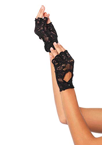 Leg Avenue Women's Keyhole Lace Fingerless Gloves Costume Accessories, Black, One Size US