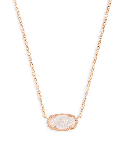 Kendra Scott Elisa Pendant Necklace for Women, Fashion Jewelry, 14k Rose Gold-Plated, Iridescent Drusy