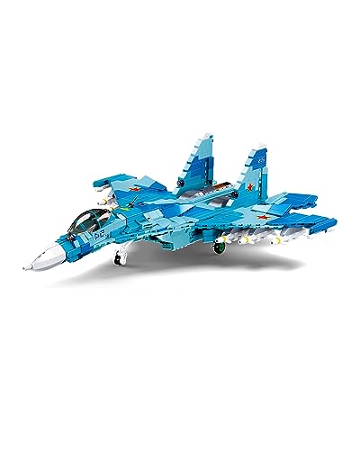 DAHONPA Su-27 Fighter Military Army Airplane Building Bricks Set with Figure, 1040 Pieces Air-Force Build Blocks Toy, Gift for Kid and Adult.