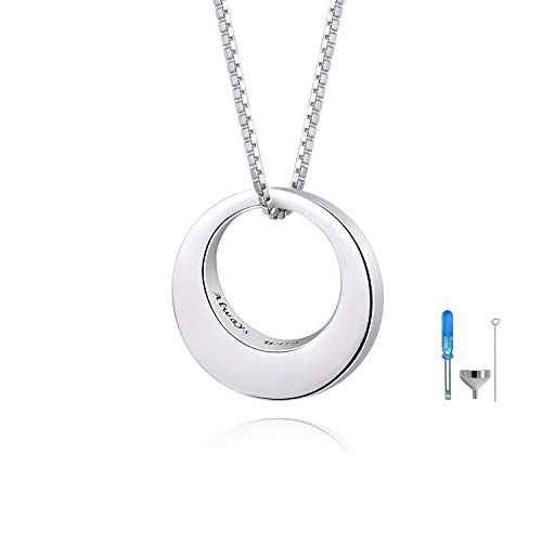 BEILIN Sterling Silver Circle of Life Eternity Memorial Urn Necklace Always with me Cremation Jewelry Pendant Necklaces for ashes (Silver)