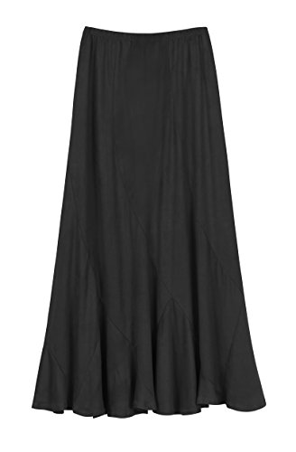 Urban CoCo Women's Vintage Elastic Waist A-Line Long Maxi Skirt (S, Black)