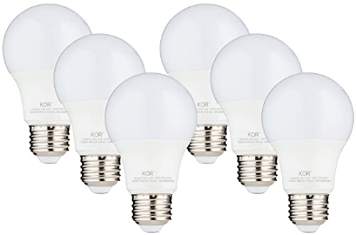 KOR (Pack of 6) 9W LED A19 Light Bulb – (60W Equivalent), UL Listed, 3000K (Soft White), 750 Lumens, Non-Dimmable, LED 9 Watt Standard Replacement Bulbs, with E26 Base, 15000 Hours, Long Life