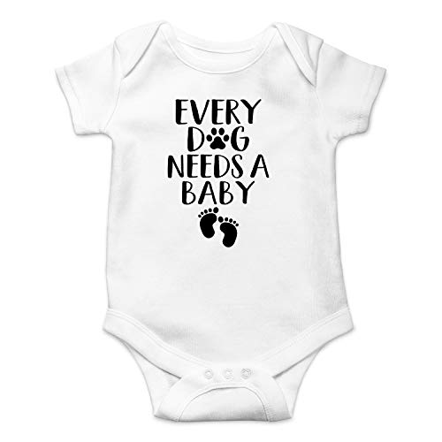 Every Dog Needs a Baby - My Siblings Have Tails - Funny Romper, One-Piece Baby Bodysuit (Newborn, White)