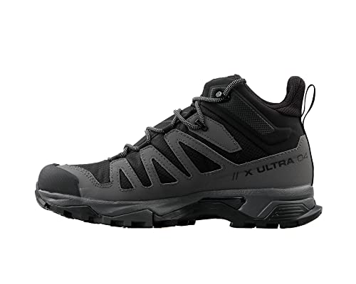 Salomon X Ultra 4 MID Gore-TEX Hiking Boots for Men, Black/Magnet/Pearl Blue, 9.5