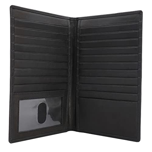 ag wallets Genuine Leather Mens Long ID 19 Credit Card Security Wallet Black (RFID_Black)