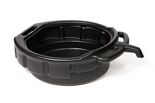 Funnel King 32953 Drain Pan Oil Change Drain Pan, Car Oil Change Pan, Ideal For Cars And Motorcycle, Prevents Spills, Leak-Proof, 4 Gallon, Black, Height 5 1/2' - Made in USA