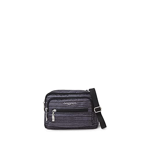 Baggallini Women's Triple Zip Bag Grey Stripe