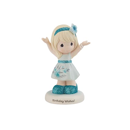 Precious Moments Birthday Figurine | Birthday Wishes! Blonde Hair Bisque Porcelain Figurine | Happy Birthday | Birthday Gift