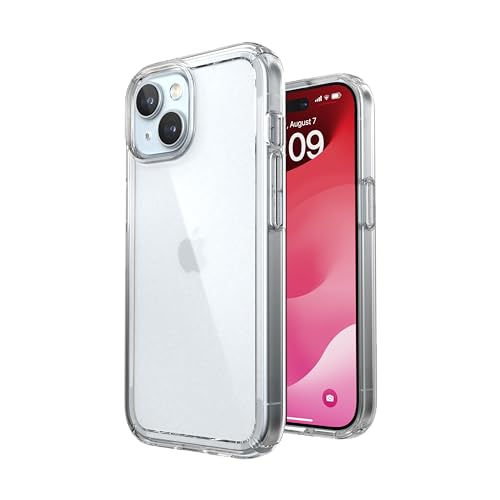 Speck Clear iPhone 15 Case - Slim, Drop Protection - for iPhone 15, iPhone 14 & iPhone 13 - Scratch Resistant, Anti-Yellowing, 6.1 Inch Phone Case - GemShell Clear