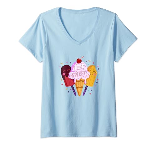 Crayola Life Is Sweet Ice Cream & Popsicles With Sprinkles V-Neck T-Shirt
