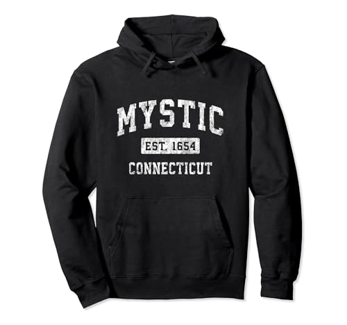 Mystic Connecticut CT Vintage Established Sports Design Pullover Hoodie