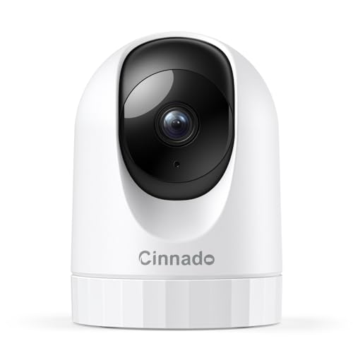 Cinnado Security Camera Indoor-2K 360° WiFi Cameras for Home Security，Pet/Dog/Baby Camera with Phone app, 2-Way Audio, Night Vision, 24/7 SD Card Storage, Works with Alexa & Google Home (2.4Ghz)-D1
