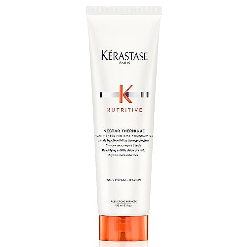 KERASTASE Nutritive Heat Protecting Cream | Nourish and Smooth Frizz | Instant Softness & Shine After Blow Dry or Heat Styling | For Medium to Thick Dry Hair | Nectar Thermique | 5.1 Fl Oz