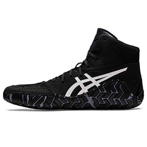 ASICS Men's Aggressor 5 Wrestling Shoes, 11.5, Black/White