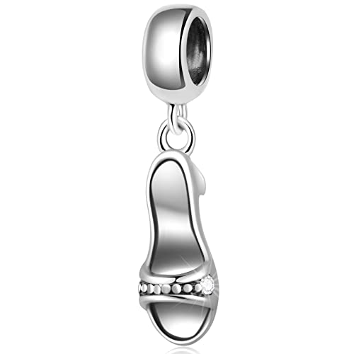 Dangle High Heel Slipper Charm, for Pandora Summer Travel Bracelet Necklace, 925 Sterling Silver Stiletto Shoe Pendant Beads, Gifts for Mom/Friend/Wife/Girl