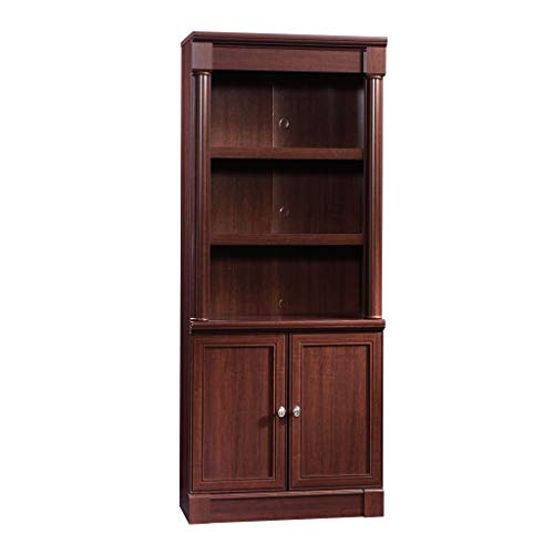 Sauder Palladia Library with Doors/Book Shelf, L: 29.37' x W: 13.90' x H: 71.85', Select Cherry finish