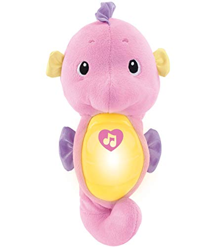 Fisher-Price Musical Baby Toy, Soothe & Glow Seahorse, Plush Sound Machine with Lights & Volume Control for Newborns, Pink